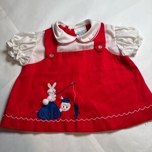 Vintage Nannette Vibrant Red and White Apparel